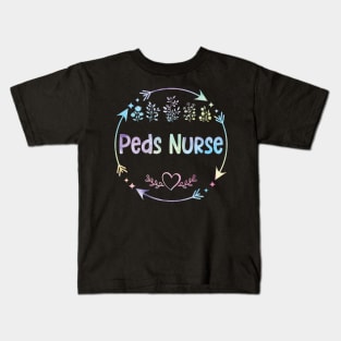Peds Nurse cute floral watercolor Kids T-Shirt